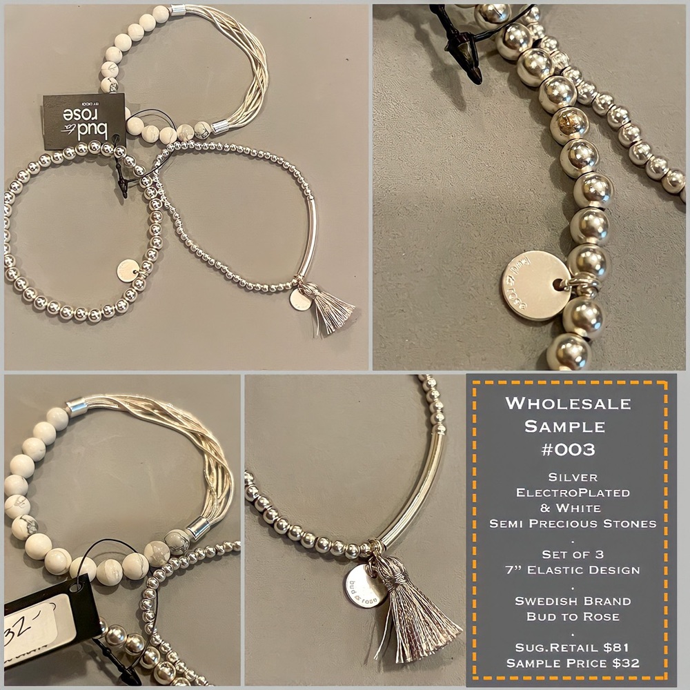 3 Silver Set Stretchy Bracelets